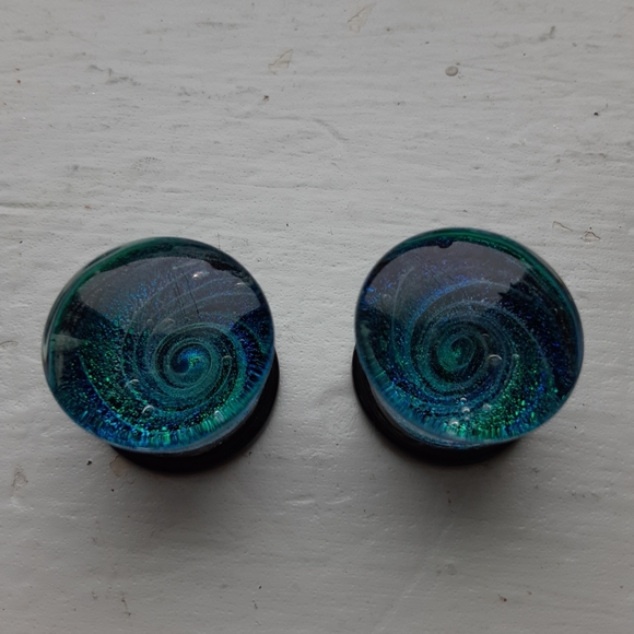 Glass Dichro Galaxy Plugs ⅝ - Picture 2 of 2